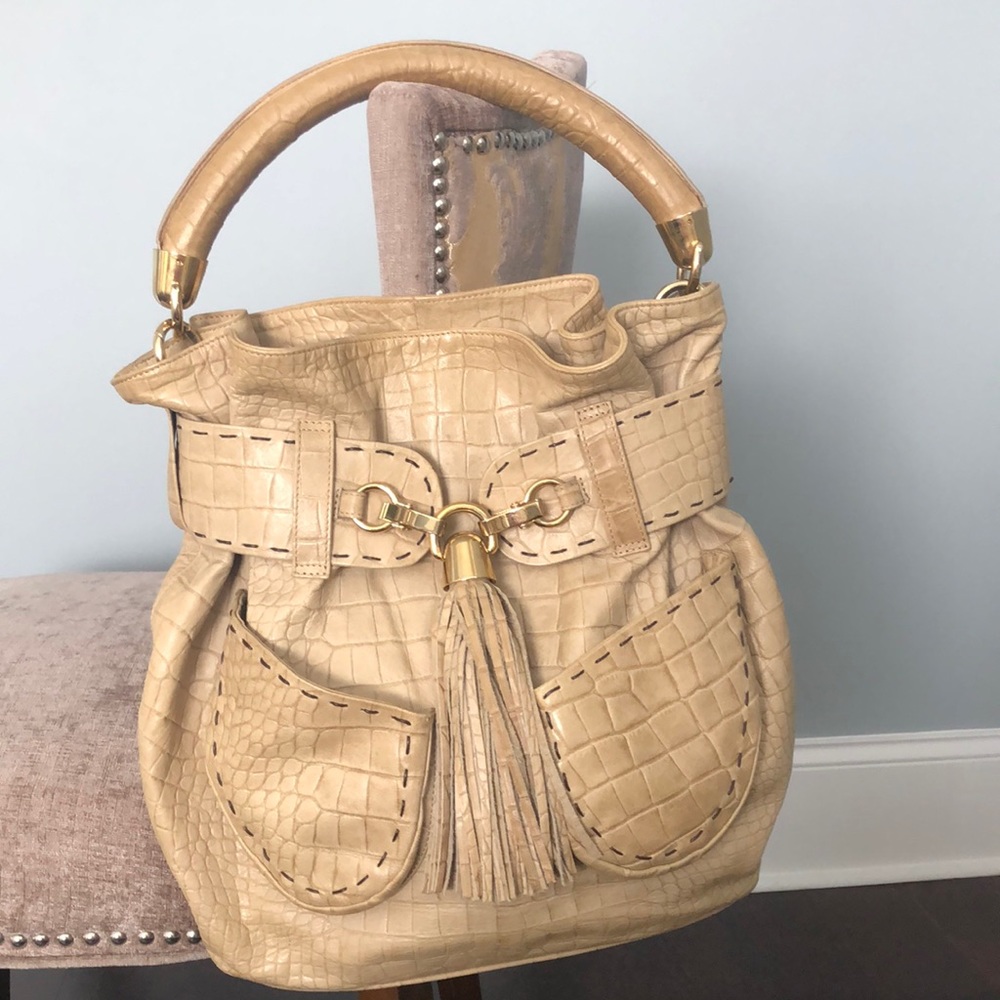Lena Erziak Alessandro Croc Embossed Leather Bag